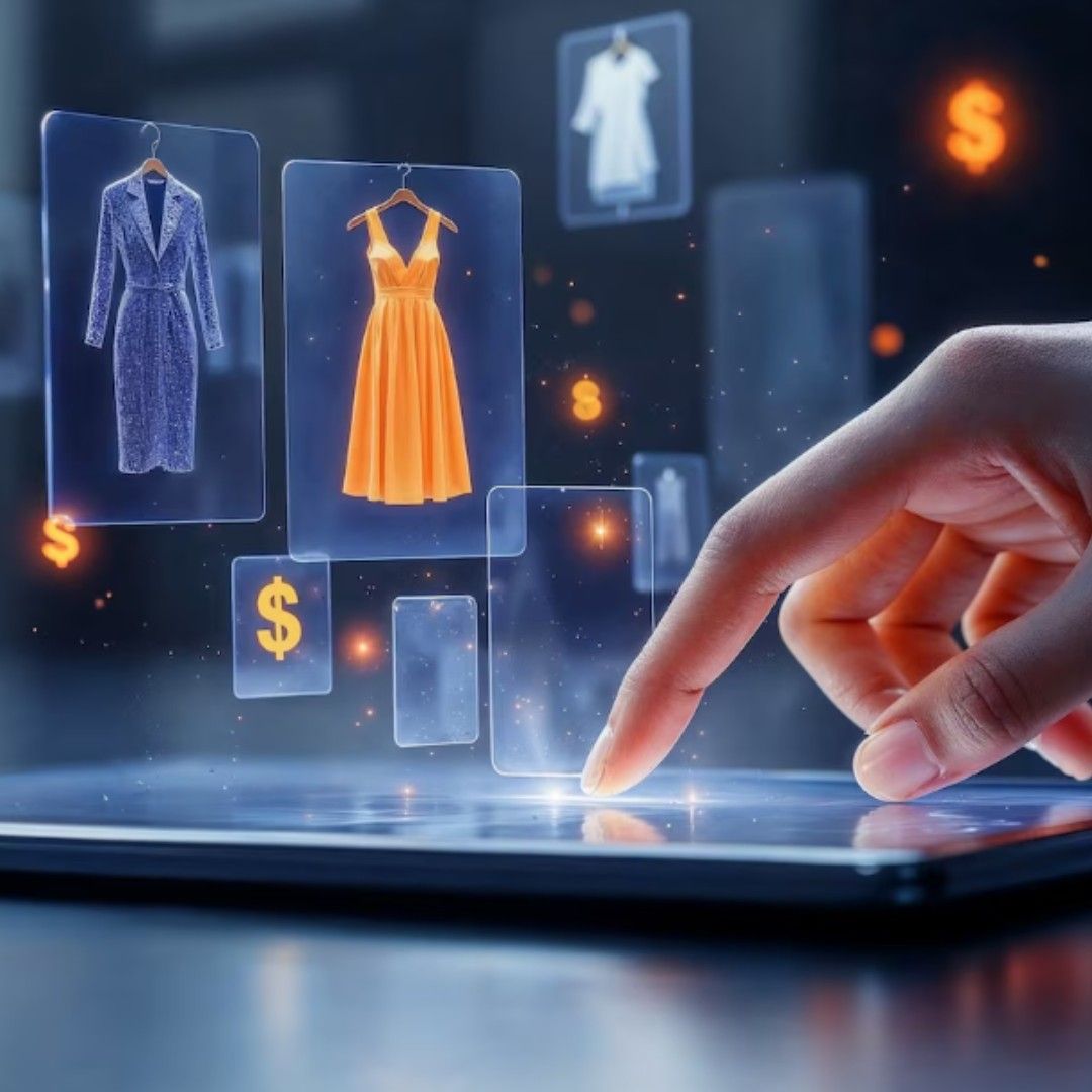 Corporate team meeting with laptops, discussing global business strategy with digital data charts and world map on screen